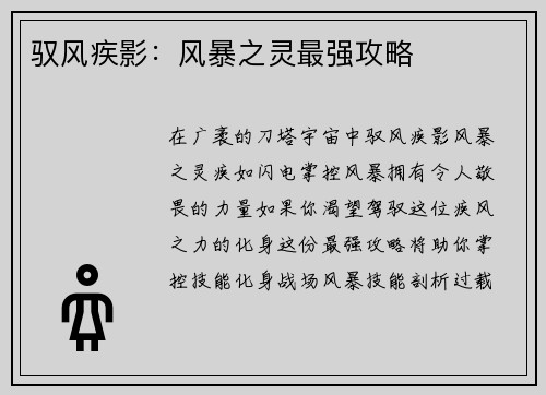驭风疾影：风暴之灵最强攻略